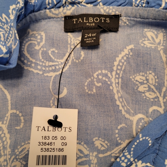 NWT Talbots Maxi Dress,  Blue Paisley Floral Flowy Drawstring Waist Size 24W - Picture 8 of 8